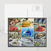Klassieke visschelpdieren eten kookcollage briefkaart (Voorkant / Achterkant)