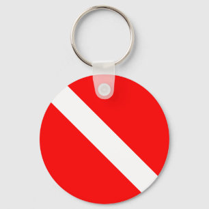 Klassieke Vlag SCUBA met duiker omlaag Sleutelhanger