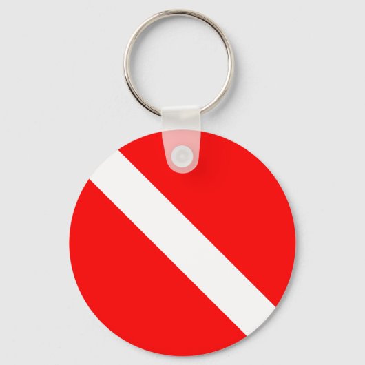 Klassieke Vlag SCUBA met duiker omlaag Sleutelhanger (Voorkant)