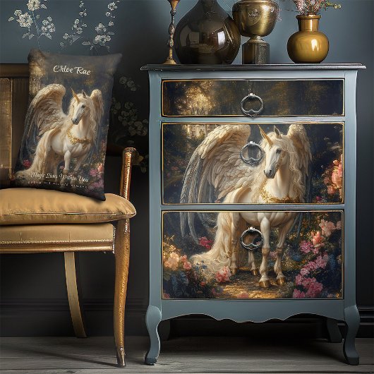 Klassieke Vleugelige Eenhoorn Magisch Sprookje Paa Kussen