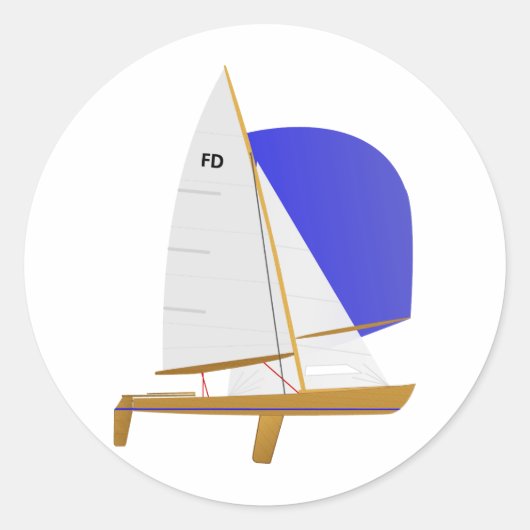 Klassieke Vliegende Hollander Zeilboot Ronde Sticker (Voorkant)
