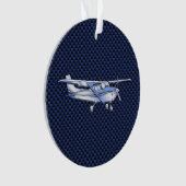 Klassieke vliegtuig Cessna Blue Carbon Fibre Ornament (voorkant)