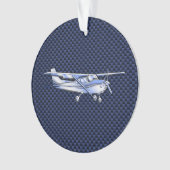 Klassieke vliegtuig Cessna Blue Carbon Fibre Ornament (voorkant)