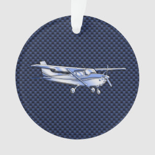 Klassieke vliegtuig Cessna Blue Carbon Fibre Ornament