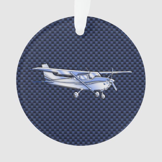 Klassieke vliegtuig Cessna Blue Carbon Fibre Ornament (voorkant)
