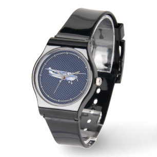 Klassieke vliegtuig Cessna Flying Carbon Fibre Horloge