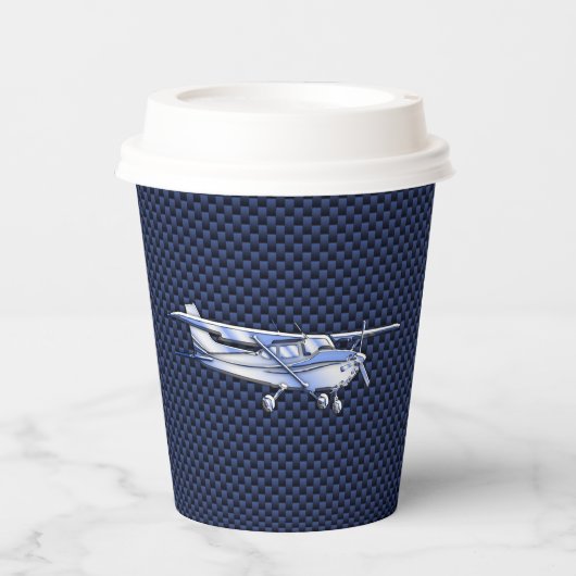 Klassieke vliegtuig Cessna Flying Carbon Fibre Papieren Bekers (Voorkant)