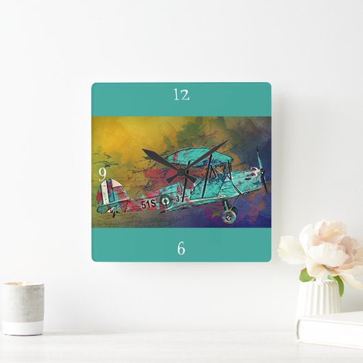  Klassieke vliegtuigwandklok Vierkante Klok (Huis)