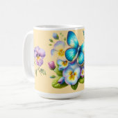 Klassieke Vlinder en Pansies Mok (Voorkant links)