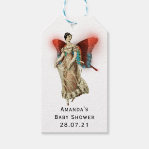 Klassieke Vlinder Fee Baby Shower Cadeaulabel