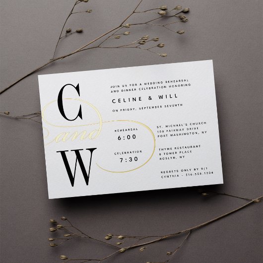 Klassieke Vlourish Monogram repesial Dinner Folie Uitnodiging