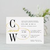 Klassieke Vlourish Monogram repesial Dinner Folie Uitnodiging (Staand Voorkant)