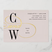 Klassieke Vlurige Folie Monogram sparen de Kaart v (Voorkant)