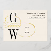 Klassieke Vlurige Folie Monogram sparen de Kaart v (Voorkant)