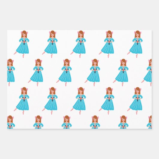 Klassieke voedingskraker, Ballerina Set van 3 Inpakpapier Vel (Voorkant 2)