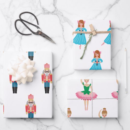 Klassieke voedingskraker, Ballerina Set van 3 Inpakpapier Vel (Voorkant)