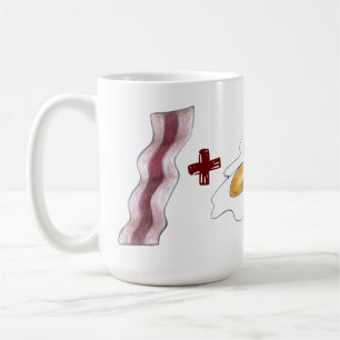 Klassieke voedingsmiddelen die BACON + EGGS = Love Koffiemok