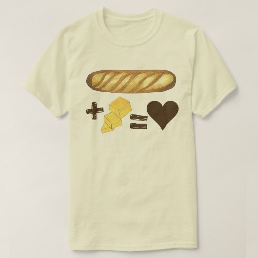 Klassieke voedselbroekbal + boter = liefdeshart t-shirt (Design voorkant)