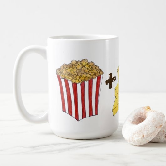 Klassieke voedselparing Popcorn + Boter = Love Hea Koffiemok (Met donut)