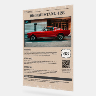Klassieke voertuig autoshow specificatiebord acryl bord