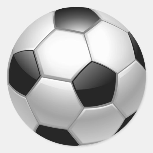 Klassieke Voetbal met zwart en zilver Ronde Sticker (Voorkant)