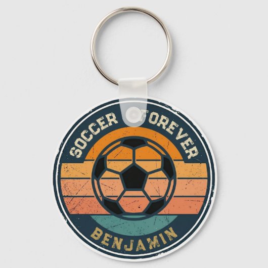 Klassieke voetbalzonsondergang met eigen supporter sleutelhanger (Voorkant)