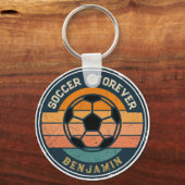 Klassieke voetbalzonsondergang met eigen supporter sleutelhanger (Achterkant)