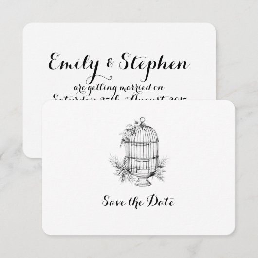 Klassieke vogelkooi gepersonaliseerde Save the Dat Kaart (Voorkant / Achterkant)
