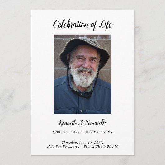 Klassieke volgorde van service begrafenisfoto plat programmakaart (Voorkant)