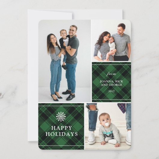 Klassieke, vooraf vastgestelde multi-fotovakantiek feestdagenkaart (Voorkant)