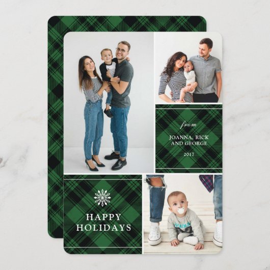 Klassieke, vooraf vastgestelde multi-fotovakantiek feestdagenkaart (Voorkant / Achterkant)