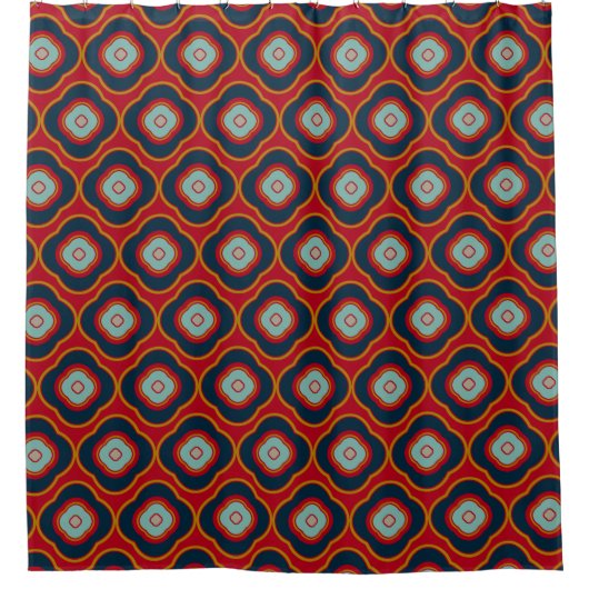 Klassieke  vormen Pattern Red en Navy Blue Douchegordijn (Voorkant)