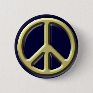 Klassieke vredescode, Gold Ronde Button 5,7 Cm