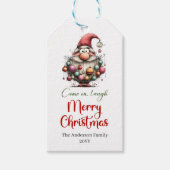 Klassieke vreemde Kerstman cadeautag handgetekend Cadeaulabel (Voorkant)