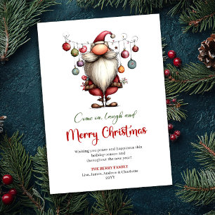 Klassieke Vreemde Kerstman Rood Groen Kerst Groet Feestdagenkaart