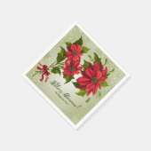 Klassieke Vrolijk Kerstpapier Servet Poinsettias (Hoek)