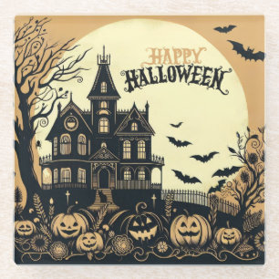 Klassieke vrolijke Halloween kunst Glazen Onderzetter