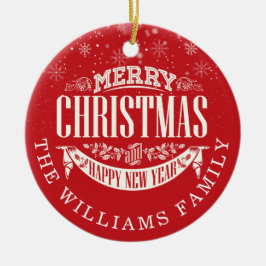 Klassieke vrolijke kerst en een vrolijke nieuwe fo keramisch ornament