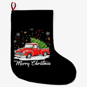 Klassieke vrolijke kerst rode vrachtwagen kerstboo grote kerstsok
