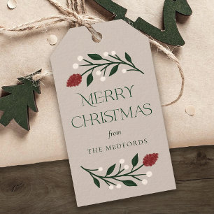 Klassieke Vrolijke Kerstmis Gepersonaliseerde Bloe Cadeaulabel
