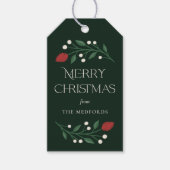 Klassieke Vrolijke Kerstmis Gepersonaliseerde Bloe Cadeaulabel (Voorkant)