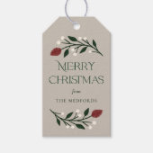 Klassieke Vrolijke Kerstmis Gepersonaliseerde Bloe Cadeaulabel (Voorkant)