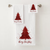 Klassieke Vrolijke Kerstmis | Rich Crimson Red Tre Bad Handdoek (Insitu)