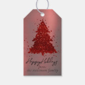 Klassieke Vrolijke Kerstmis | Rich Crimson Red Tre Cadeaulabel (Voorkant)