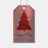 Klassieke Vrolijke Kerstmis | Rich Crimson Red Tre Cadeaulabel (Achterkant)