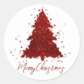 Klassieke Vrolijke Kerstmis | Rich Crimson Red Tre Ronde Sticker (Voorkant)