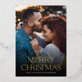 Klassieke Vrolijke Kerstmis Tekst Bloemen Terug |  Folie Feestdagenkaart (Voorkant)