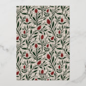 Klassieke Vrolijke Kerstmis Tekst Bloemen Terug |  Folie Feestdagenkaart (Achterkant)