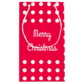 Klassieke Vrolijke Kerstmis Tekst Rood Wit Polka D Klein Cadeauzakje (Achterkant)