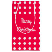 Klassieke Vrolijke Kerstmis Tekst Rood Wit Polka D Klein Cadeauzakje (Voorkant)